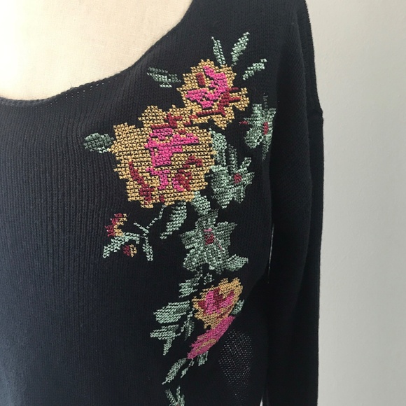 Anthropologie Mustard Seed Cross Stitch Cropped Sweater Small - Picture 2 of 5